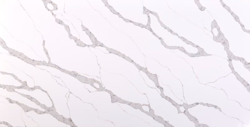 Quartz slab with bold grey veining